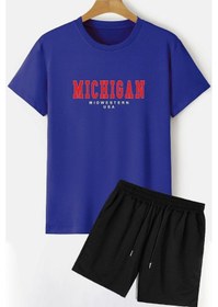 Resim Michigan Şort T-shirt Eşofman Takımı Mavi 