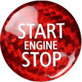 Resim Mini Cooper R55-r61 2006-2016 Motor Başlatma-durdurma Düğmesi Koruması, Kırmızı Karbon Fiber Desenli Dekor Parçası 