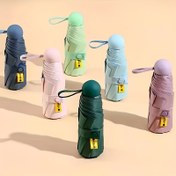 Resim Yetişkin Katlanır Şemsiye, Basit Tarz, 6 İskelet, Kompakt Cep Boyutu, Plastik Saplı, Cüzdan İçin Uygun, Hafif UV Koruma 