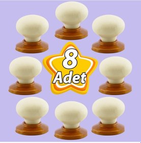 Resim 8 Adet Kamelya Kulp Krem Polimer Düğme Kulp Bakır Tablalı Mobilya Mutfak Dolabı Çekmece Kulbu Kulpları 