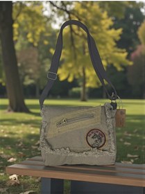 Resim Old Cotton Cargo Vintage Küçük Salaş Unisex Günlük Çapraz Postacı Çantası S Boy 26x20cm Bej 