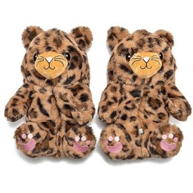 Resim Twigy Leopar Pako Sevimli Pelüş Panduf Ev Terlik Kahverengi 