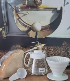 Resim Hario V60 02 Seramik Kahve Demleme Seti “Beyaz” - V60 02 Seramik Full Set 