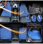 Resim Lumaworld Citroen C4l 2013-2019 İçin Mavi-beyaz Çizgi Tam Set Deri Kaymaz Otomobil Paspasları 