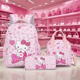 Resim Sanrio Kuromi My Melody Yapay Yeşim Gudetama Sırt Çantası ve Tote Çanta Üç Parça Set 