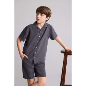 Resim DeFacto Regular Fit Apaş Yaka Kısa Kollu Gömlek Erkek Çocuk H5646A826SM 