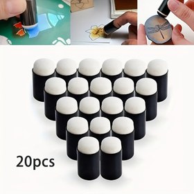 Resim 20 adet Fluted Saplı Sünger Kauçuk Parmak Boyama Damgaları Sanat ve El Sanatları için 