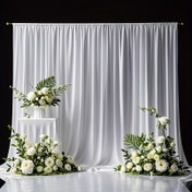 Resim 1 Adet Şık Beyaz Saten Düğün Perdesi - 202.08cm x 202.08cm, Doğum Günü Partisi, Sevgililer Günü Töreni, Kına Partisi, Anneler Günü Hediyesi, Sahne Dekoru, Bebek Duası, Yıl Dönümü Kutlamaları, Tatil Süslemesi, Masa Örtüsü 