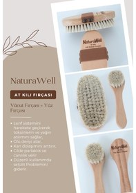 Resim Naturawell At Kılı %100 Doğal Selülit Fırçası + At Kılı %100 Doğal Yüz Fırçası 
