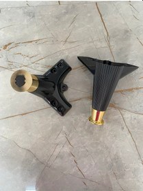 Resim Çizgili Siyah Gold Renk Plastik Ayak 15 Cm Baza Koltuk Sehpa Dolap Ayağı 4 Adet Gold Siyah Diğer 