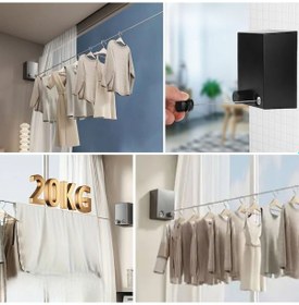 Resim Teleskopik Çamaşır Kurutma Askısı, Pratik Geri Çekilebilir Çamaşı Renkli 