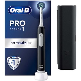 Resim Oral-B Pro Series 1 Şarjlı 3D Diş Fırçası Siyah + Seyahat Kabı 