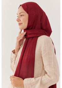 Resim Mirsoy Scarf Halka Desen Parlak Jakar Şal - Vişne Çürüğü Vişne Çürüğü 