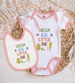 Resim Bk Kids Big Little One Tasarımlı Pembe Bebek Body Zıbın Ve Mama Ö Çok Renkli 