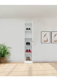 Resim Beyaz Fonksiyonel Portmanto Modül 1: Tek Kapaklı Raflı Dolap Mat Beyaz 