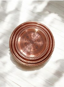 Resim Kırmızı Bakır Şark Köşesi Tepsi 27 Cm Bakır 