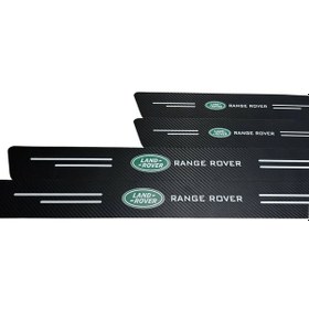 Resim Range Rover Logolu Karbon Kapı Eşiği Koruyucu Bant Folyo 4'lü Set 
