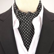 Resim Erkek Modası Puantiyeli Ascot Kravat Gömlek Eşarp, %100 Polyester Dokuma Kravat, Şık Rahat İş Sokağı Stili Parti İçin Aksesuar, Sonbahar ve Kış 