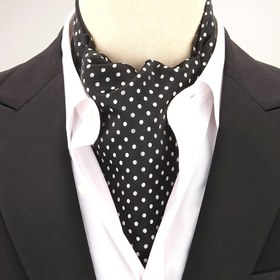 Resim Erkek Modası Puantiyeli Ascot Kravat Gömlek Eşarp, %100 Polyester Dokuma Kravat, Şık Rahat İş Sokağı Stili Parti İçin Aksesuar, Sonbahar ve Kış 