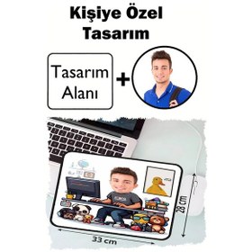 Resim Kişiye Özel Karikatürlü Fotoğraflı 33x28 Cm Mousepad Kaymaz Taban Rahat Konforlu Mouse Pad 