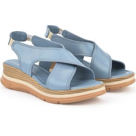 Resim Ziya, Kadın Hakiki Deri Dolgu Topuk Sandalet 1511020z2562 Mavi 1511020z2562 210 Mavi 