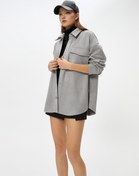 Resim Süet Görünümlü Gömlek Uzun Kollu Çıtçıt Kapama Cepli 