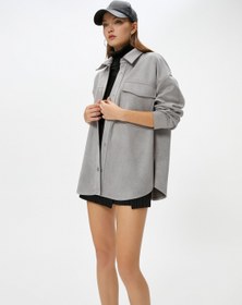 Resim Süet Görünümlü Gömlek Uzun Kollu Çıtçıt Kapama Cepli 