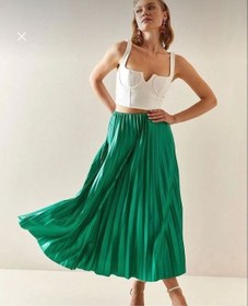 Resim Linama Pliseli Etek Lina00069 Yeşil 