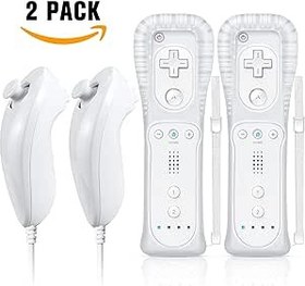 Resim LSTTIM Wii Remote with Nunchuck, Wii Controller with Nunchuck, Compatible with Nintendo Wii/Wii U, 2 Pack White 