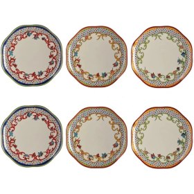 Resim LuckyArt Lucky Art Fiora Bone 19 cm 6'lı Tabak Seti 