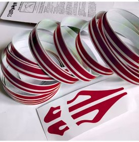 Resim 12mm Çift Şerit Kırmızı Folyo Yapışkan Bant Araba Gövde Şerit Kaplama 