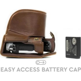 Resim MegaGear Panasonic DC-GX800, DMC-GF7, Suni Deri Kamera Çantası 