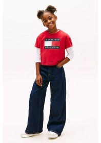 Resim Kız Çocuk Büyük Logolu T-shirt - Kırmızı Primary Red 
