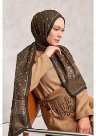 Resim Silk Home Floş Viskon Organik Şal Asker Yeşili Halat Desenli Akışkan Dökümlü 75x195 Çok Renkli 