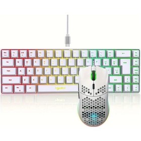 Resim Xuweiwei V200+j900w Hxsj Rgb Klavye Ve Oyun Faresi 68 Tuş Mini Rgb Aydınlatmalı Kablolu Ps4 Xbox Pc Laptop Mac İçin Uygun Oyun Klavye Seti Diğer 
