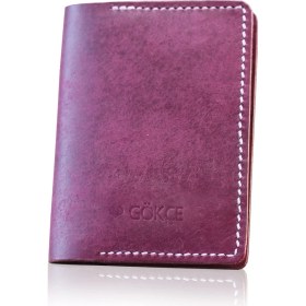 Resim Çakıl Tasarım Hakiki Deri Mor Ruhsat Kabı - Isme Özel 