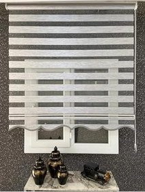 Resim İthal Zebra Stor Perde Etek Dilimli (Alüminyum Kasa+Etek Dilimi Hediye grizebraperde, Açık Gri, 190 x 200 