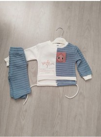 Resim Damla Bebe Mavi Beyaz Takım Mavi - Beyaz 