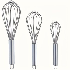 Resim Paslanmaz Çelik Mikser Seti 3'lü - İçerir 20.32cm, 25.4cm ve 30.48cm - Karıştırma, Karıştırmak & Blender için - Balon Tasarımlı Geliştirilmiş Versiyon, Mutfak Çırpıcı | Paslanmaz Çelik Mikser | Dayanıklı Mutfak Aracı 