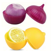 Resim 2 adet Set Plastik Gıda Koruyucuları, Limon ve Soğan Şekilli, Çok Amaçlı, Dondurucu Güvenli, Kapaklı, Elde Yıkanabilir, Elektrik Gerektirmez, Meyve ve Sebze Koruma Kutuları ile, Mutfak için 