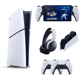Resim Sony Playstation 5 Slim Digital 1 TB YD + 2 Kol + Pulse 3D Kulaklık + Şarj istasyonu + Portal Oyun Konsolu 