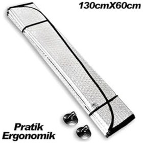 Resim Araba Ön Cam Güneş Şemsiyesi - Araç İçi Cam Vantuzlu Katlanır Güneşlik Koruyucu Perde 130 Cm X 60 Cm Cks-221 