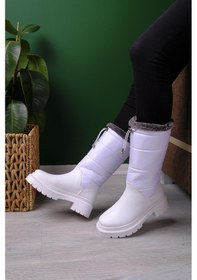 Resim Savan İçi Polarlı Kürk Detaylı Uzun Kadın Kar Botu 001 