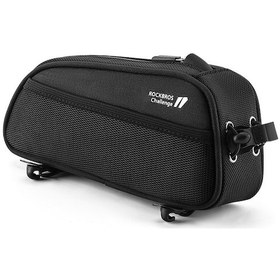 Resim Rockbros 063 Polyester + Pu Dağ Bisikleti İçin Bisiklet Telefon Kılıfı Ön Kiriş Tüpü Fermuarlı Telefon Çantası 