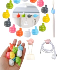 Resim Hyd 3 Adet Çok Fonksiyonlu Yapışkanlı El Şeklinde Başparmak Kablo Tutucu Düzenleyici Sabitleyici 