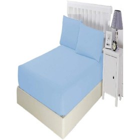 Resim Mycey Çift Kişilik Lastikli Pamuk Penye Çarşaf Takımı 200x200+30 Cm Gök Mavisi 