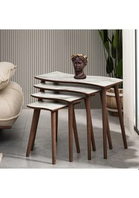 Resim Vovvahome Salsa 4lü Mdf Ahşap Zigon Sehpa Ve Orta Sehpa - Beyaz 