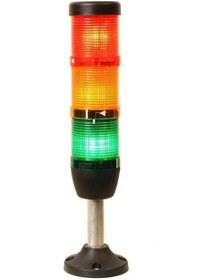 Resim Emas IK53F220XM03 K Serisi Üç Katlı 220V AC Flaşör 100mm Borulu Plastik Ayaklı LED Kolon 50mm 