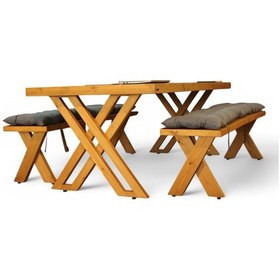 Resim Neiwel Tuer Doğal Ahşap Banklı Toplantı Masasıı x 120 x 220 Açık Ceviz 