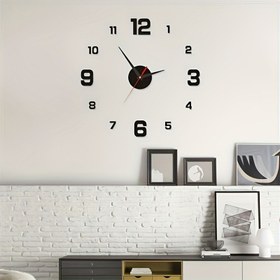 Resim Modern Sessiz Duvar Saati Işıltılı Akrilik Numaralarla - Kendinden Yapışkanlı, Oturma Odası ve Yatak Odası için DIY Dekoratif Etiket, Pil ile Çalışır (AA Dahil Değildir), 40x40cm, Minimalist Tasarım, Yatak Odası Zamanı | Nordik Tarz Dekor | Yansıtıcı Yüzey, Duvar Saati Oturma Odası 